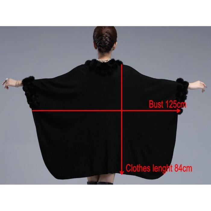 Cape et Poncho en fourrure de lapin pour femme manteau Long en cachemire surdimensionne tricot collection hiver 2018 EB70349 Cdiscount Pret a Porter
