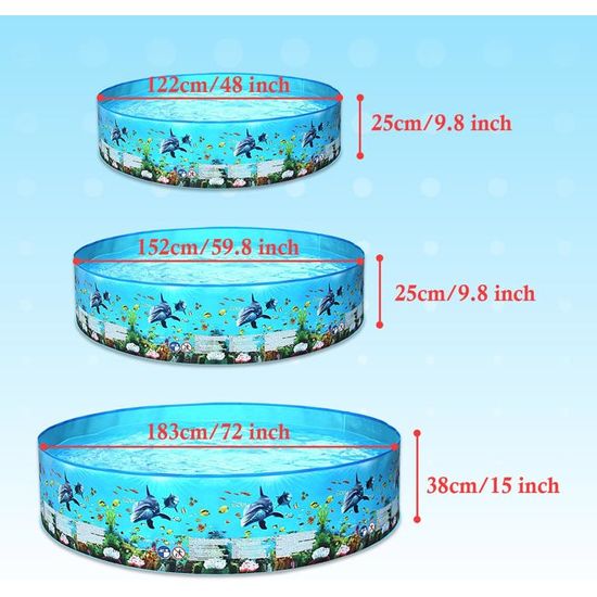 Piscine Jardin Enfants Adulte Piscine Gonflable 184 L – PVC Épais 3 Couches, Pour Enfants & Adultes, Idéale Jardin & Voyage