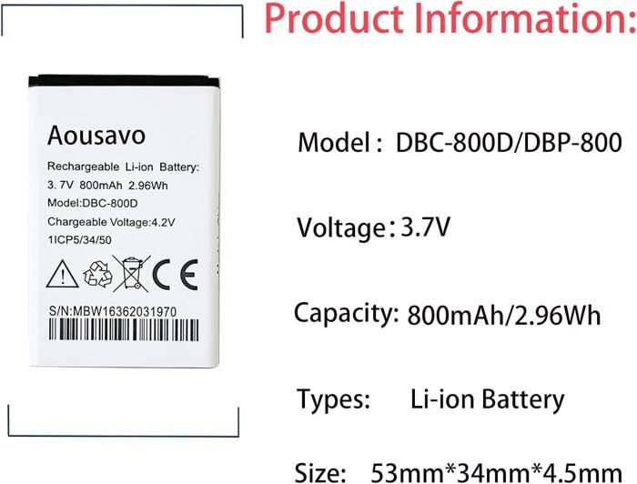 Batterie Rechange DBO-1000A Compatible Doro 2820,2800,2880,1370 - DBAA-1000A