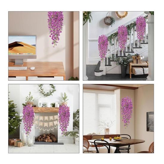 3 Guirlandes Pétunias Artificiels Suspendus 77cm - Fleurs Tombantes Réalistes Violet Fuchsia Pour Balcon, Jardin, Patio Et Mariage