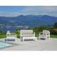 Salon De Jardin En Aluminium Blanc Coussins Gris Tourterelle