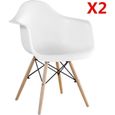 2 Chaise scandinaves fauteuil en Plastique, Inspiration Rétro Olivia Eiffel pour Salle à Manger, Salle de réunion, Cuisine - (Blanc)-0