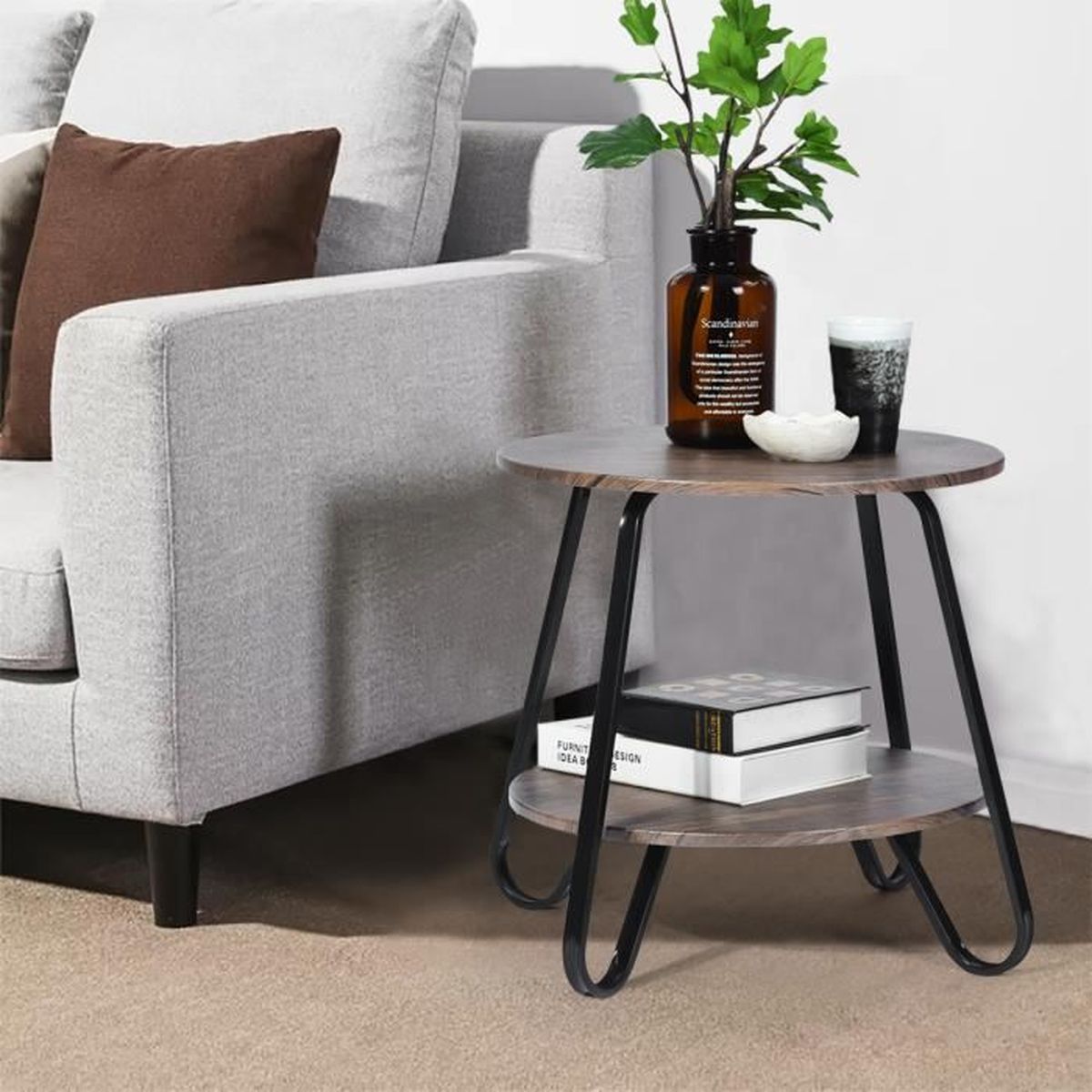 Homy Casa Table D Appoint Bout Canape Table Basse Scandinave Rond