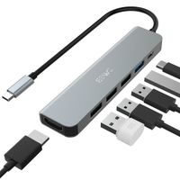 Hub USB C,JESWO Adaptateur USB C vers HDMI 4K,1 USB 3.0,3 USB 2.0,Dock USB C en Aluminium Compatible avec MacBook Pro/Air Type-C.