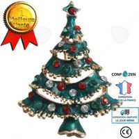CONFO Broches en email en forme d'arbre de Noel Bijoux de Noel Broche de Noel en strass pour les femmes Cadeau de Noel