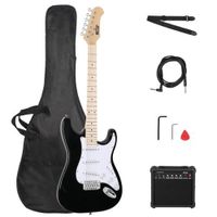 FCH Pack Basse électrique Noir et Blanc - Guitare électrique Kit Complet Amplificateur de 20 W
