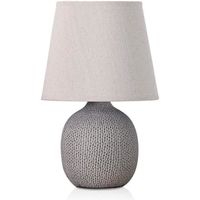 BRUBAKER - Lampe de table/de chevet - Design moderne - Hauteur 28,5 cm - Pied en Céramique/Brun - Abat-jour en Lin/Beige