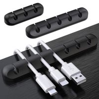 Clips Câble Organisateur Bureau, Lot de 3 Support de Câble Noir, Organisateur de Cordon,Câble Rangement pour USB Câbles de