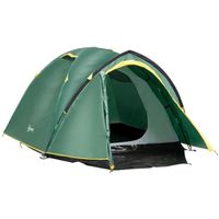 Tente de camping 2-3 pers. montage facile 2 portes fenêtres dim. 3,25L x 1,83l x 1,3H m fibre verre polyester PE vert