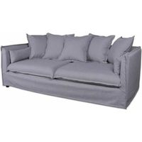 Canapé 3 places en lin gris - PEGANE - Design cont