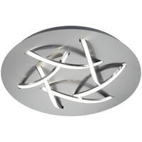 Trio lampe de plafond Dolphin45 cm acier/argent acrylique /blanc