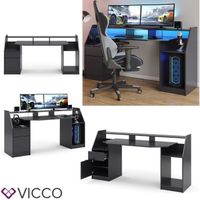 Bureau informatique VICCO JOEL, bureau PC noir, bureau gaming, bureau, bureau gamer