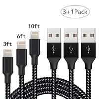 Câble Lightning vers USB avec, Compatible avec iPhone X/XS/XS Max/XR/8/8 Plus blanc et noir