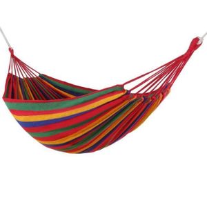 Hespéride Toile De Hamac Rialto 200 Cm Framboise - Coton Doux Avec Franges, Barres En Bois Incluses, Idéal Jardin Et Terrasse