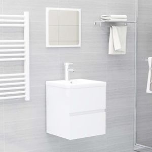 COLONNE - ARMOIRE SDB Cdiscount's choix| Ensemble de meubles de salle de bain Blanc brillant Aggloméré |Matériaux haute qualité®VSKTLR®