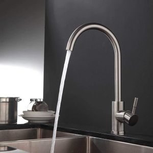 robinet mitigeur de cuisine 360 degres pivotant melangeur froid et chaud avec douchette chrome cdiscount bricolage