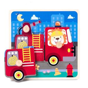 PUZZLE Camion de pompier - Puzzle 3d En Bois Pour Bébé, J