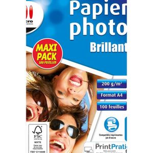 Papier Photo Format A4 155 g/m ² brillant sur les deux faces séchage instantané et imperméables haute brillance pour imprimantes jet dencre 20 feuilles/blanc brillant 