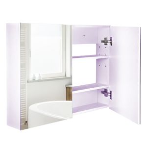 COLONNE - ARMOIRE SDB HOMCOM Armoire Miroir de Salle de Bain Armoire Murale Double Portes et étagères dim. 80L x 15l x 60H cm MDF Blanc