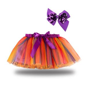 JUPE Enfants Filles Fête Danse Ballet Costume Splice Arc-En-Tulle Jupe + Arc Épingle À Cheveux Mauve