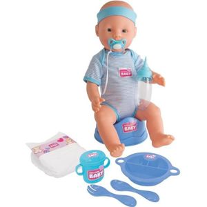 POUPON Poupon NEW BORN BABY Bleu 43cm - Boit et Fait Pipi - SILVERTORN