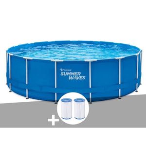 PISCINE Kit piscine tubulaire Summer Waves Active Frame Pool ronde 4,57 x 1,22 m + 6 cartouches de filtration