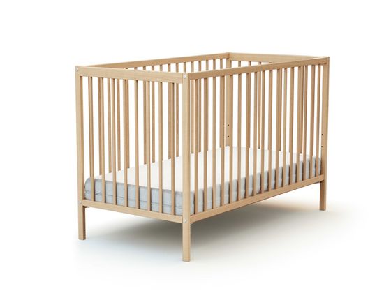 AT4 - Lit bébé 60 x 120 cm en bois ESSENTIEL - Réglable 3 hauteurs - Hêtre Verni