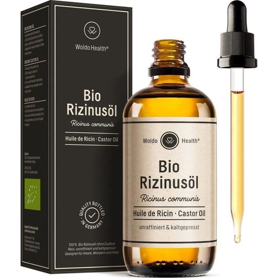 Huile De Ricin Biologique ALIVER 60ml - Pressée à Froid, Non Raffinée, Pour Cheveux Et Soins