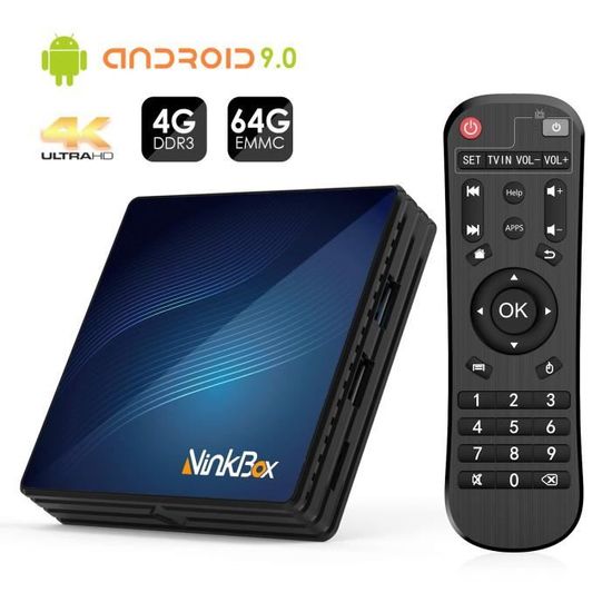 Ninkbox Android TV Box de Version Android 9.0, 【4G+64G】 TV Box de Bluetooth 4.0, N1 Max RK3318 Quad-Core 64bit Cortex-A53, USB 3.