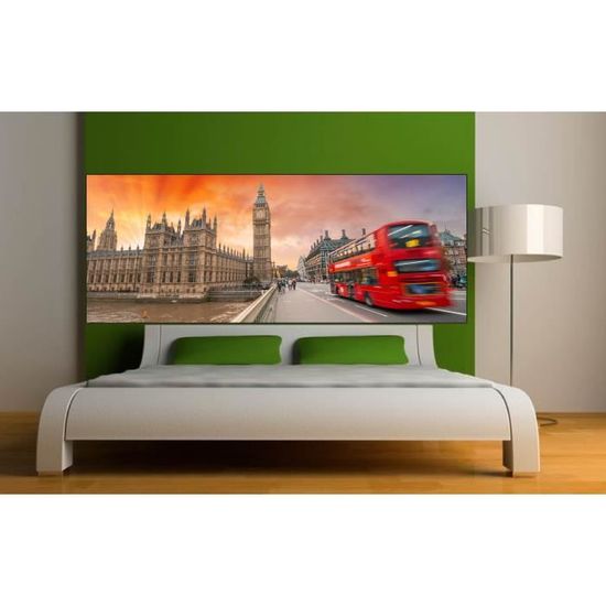 Stickers Tete De Lit Deco Chambre Londres Bus Dimensions