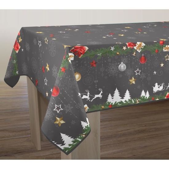 Nappe Anti Taches Ronde 180 Cm Noel Gris Achat Vente Nappe De Table Cdiscount