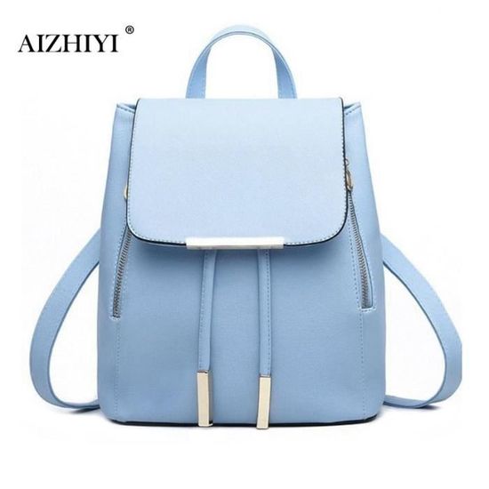 VASCHY Mini Sac à Dos Femme En PU Cuir - Petit Cartable Mode Avec Boucle - Noir