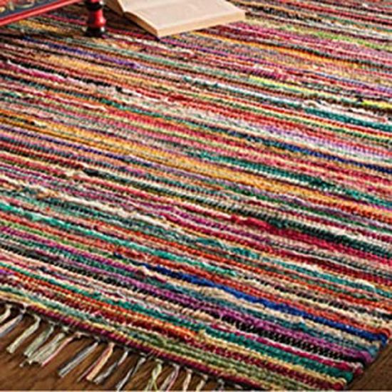 Le commerce équitable indien tapis rapiécé main menaçaient shabby chic coton recyclé couleur multi 