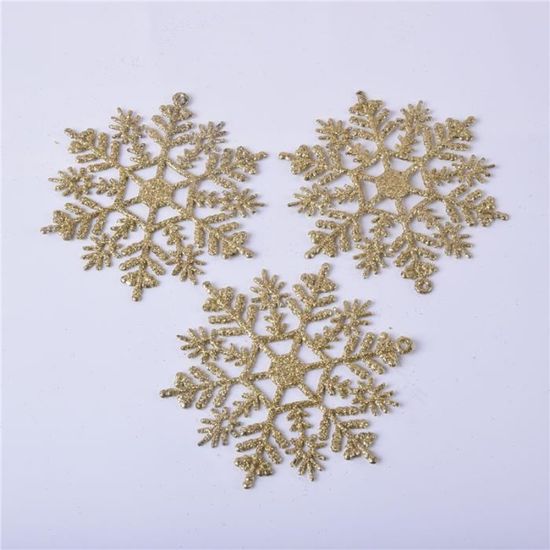 16 Flocons De Neige Pailletés à Suspendre 10x10 Cm - Décoration Noël, Sapin, Fenêtre, Mariage Hiver