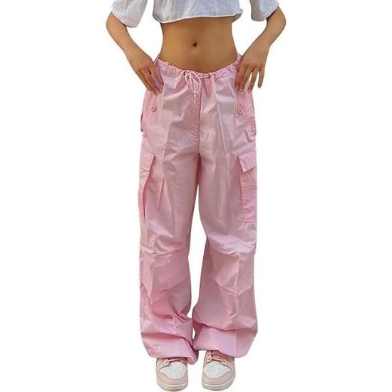 Pantalon Cargo Fille - Happy Cherry Baggy Multi-Poches - Coton Décontracté Sport Streetwear - Taille 4-16 Ans