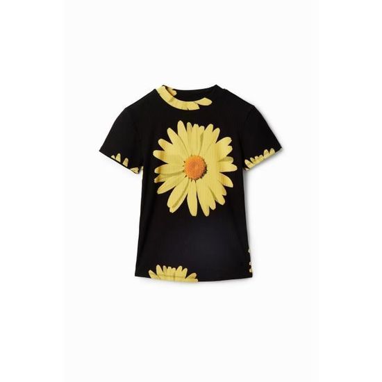 T-shirt Homme Desigual Cam_island 2000 - Noir - Manches Longues - Imprimé Effet Peinture à Main