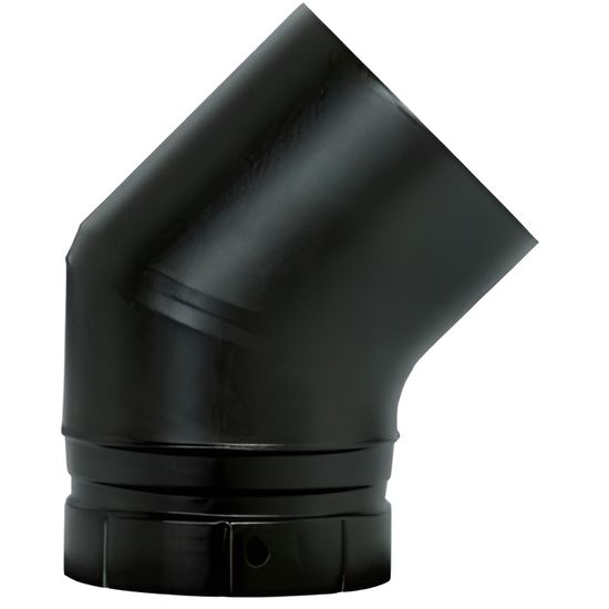 Coude à segments émaillé pour poêle à bois - Coude à 45° - diamètre 150 -  Couleur : Noir Mat