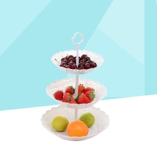 Assiette de fruits blancs à trois niveaux et support à dessert Panier de collations pour plateau de  RANGEMENT - CASIER - ETAGERE