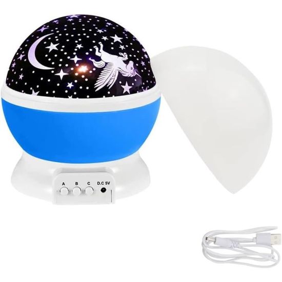 Veilleuse Enfant Etoile-Projection Rotation à 360° Lampe Bleu