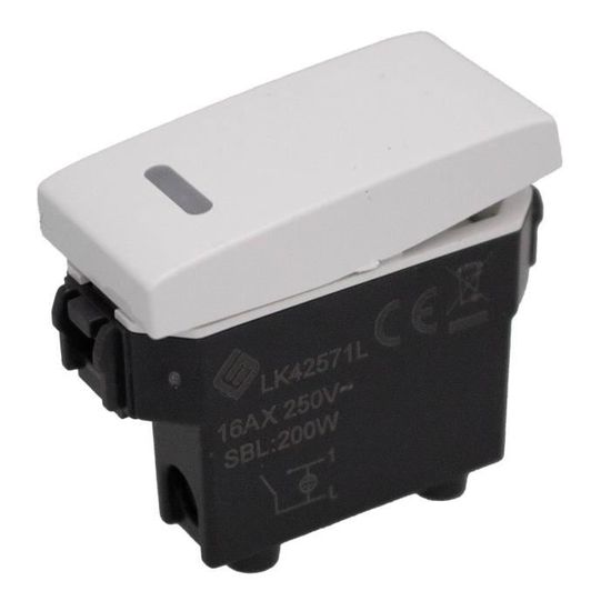 Umschalter 1P 16A 220V Weiß – Kompatibel Mit Bticino Living & Vimar Plana, Doppelt Kompatibel Für Einfache Installation