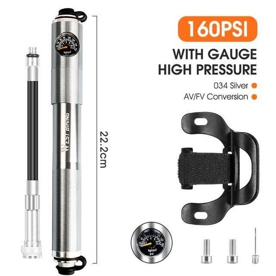 Pompe à Vélo Portable Haute Pression avec Manomètre - x1903 - Noir Pompe à Vélo Portable Haute Pression avec Manomètre - x1903 - Noir