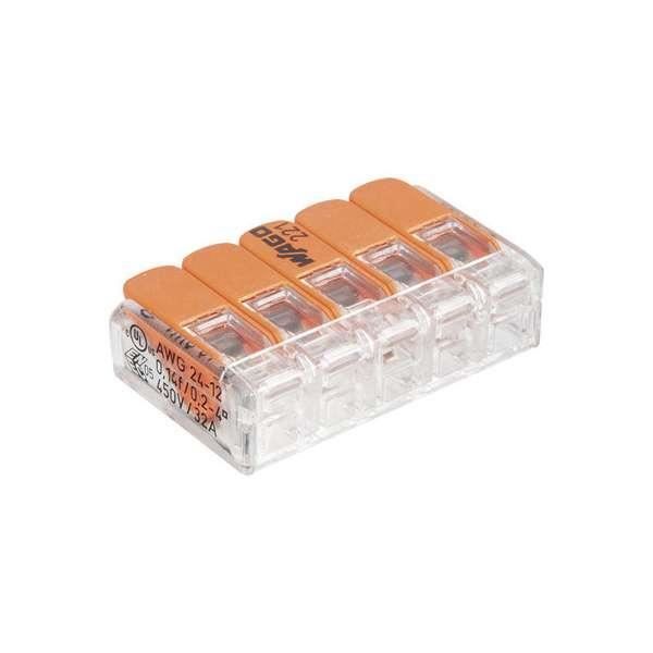 Mini borne de connexion Wago à levier série 221 - Nombre de fil 5 Nombre de pièce 8 - Wago