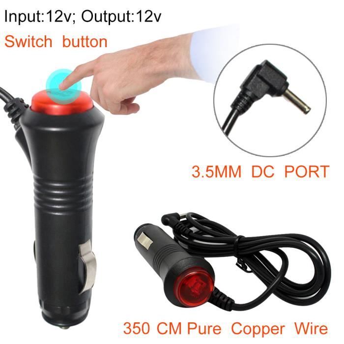 DC12V Chargeur allume-cigare Adaptateur 3.5MM allume-cigare Plug cordon d'alimentation GPS Câble 3,5M_W1724`