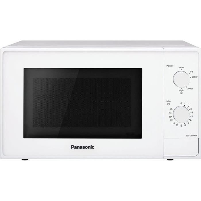 Panasonic Four Micro-Ondes Solo Compact NN-E20JWMEPG, 20 litres, Puissance 800 W, Plateau tournant 25,5 cm, Blanc