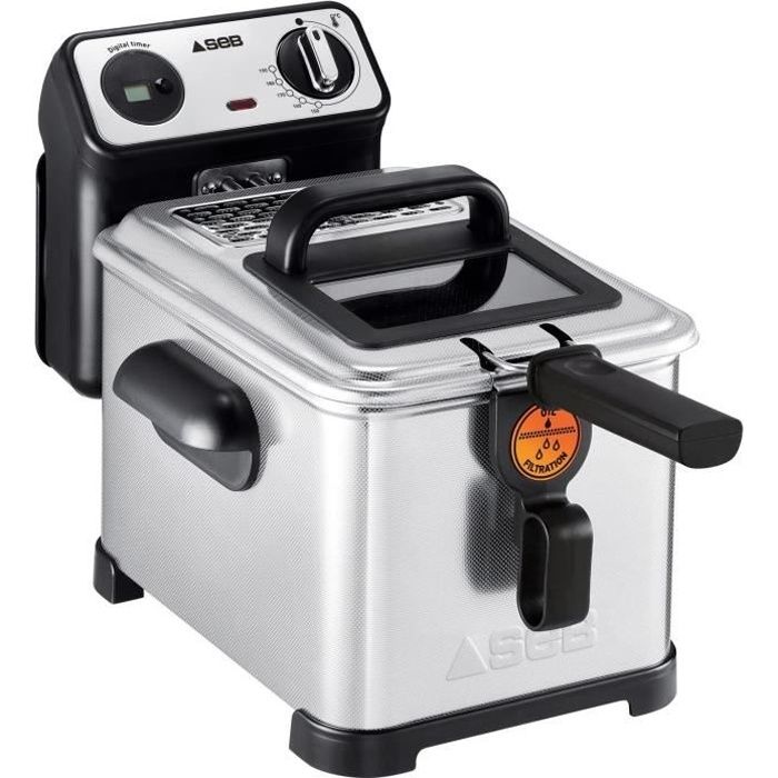 Seb FR518100 Friteuse Semi-Professionnelle Filtra Pro 4L 2300W Frites Poulet Capacité 1,3kg Cuve Amovible Thermostat Réglable Inox