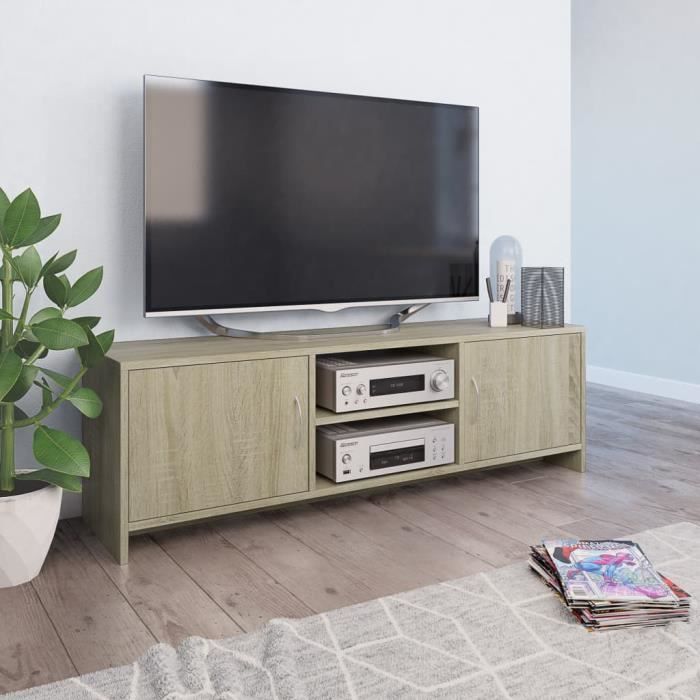 FAELY Meuble TV Chêne sonoma 120 x 30 x 37,5 cm Aggloméré