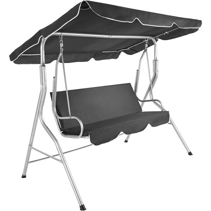 TecTake Balancelle de jardin banc balançoire exterieur Hollywood 3 personnes terrasse balcon - diverses couleurs au choix - (Gris -