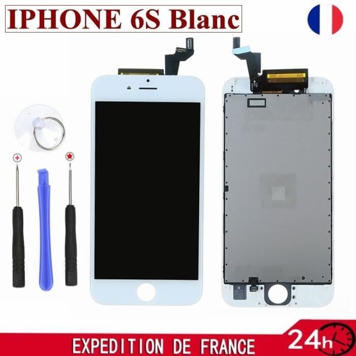 Écran LCD + vitre tactile pour iPhone 6S Blanc sur chassis + outils