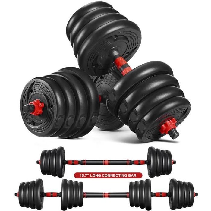 Kit Haltères 30kg Musculation Réglables – Lot de 2 Kit Haltères 30 Kg (Noir)