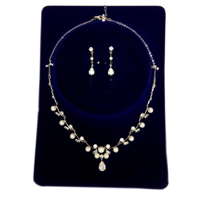 Parure mariage perle cristal clair blanc - Couleur:Blanc